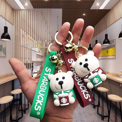 GKM Star Bucks Panda premium quality combo set of keychains with hook & strap Key Chain