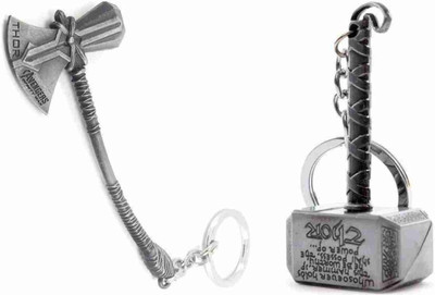 Jainsburys Silver Thor Axe Hammer & Hammer Strom breaker keychain Key Chain