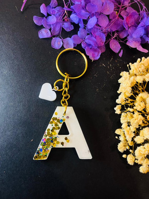 My Dream Life Art Resin Letter A Multicolour Stylish Alphabet Key Chain