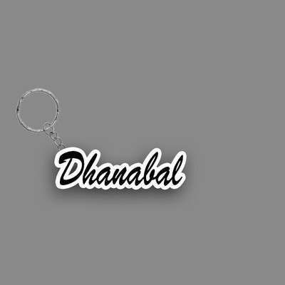 SY Gifts SYG Dhanabal Name Keychain White And Black Key Chain