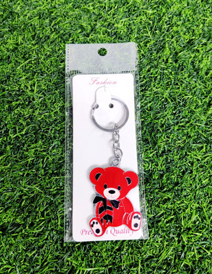 GRACIE COLLECTION RED TEDDY BEAR WITH MUFFLER METAL KEY CHAIN (RED) Key Chain