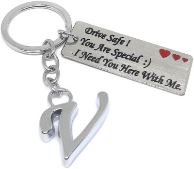 Aura Cute Gift Drive Safe With Alphabet V Keychain For Men Girls Boy Friend Husband Key Chain