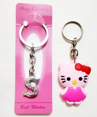 ShopTalk Pink kitty with letter S Key Chain