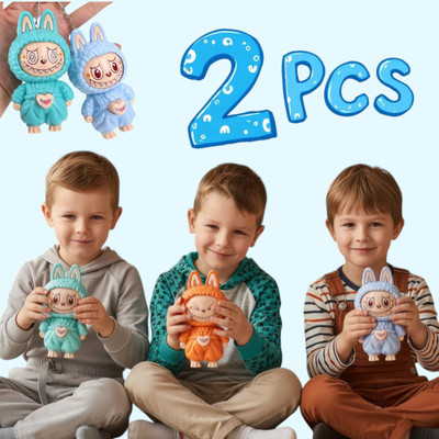 FlyTouch Labubu 2-Piece Expression Keychains – Fun Toy Gift for Kids & Teens Key Chain