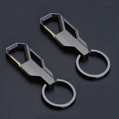 Geelark Premium Metal Keychain Black ,Heavy Duty Keychain for Car and Bike , Set of 2 Key Chain