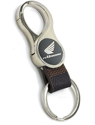 Jdp Novelty Round Shape Leather Metal Keychain for CB Unicorn Bike Key Chain