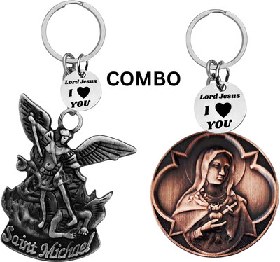 M Men Style Double-Sided Saint Michael Keychain – Mother Merry Key Ring Medal Com649-626 Key Chain