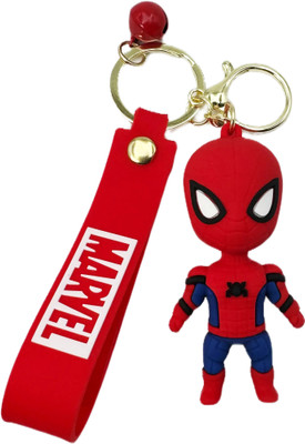 Buko Superhero Spiderman 3D Silicone Keychain with Hook & Lanyard Key Chain