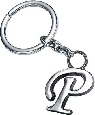 MOREL P ALPHABET LETTER METAL KEYCHAIN FOR CAR, BIKE HOME PREMIUM CHROME SILVER PLATED Key Chain