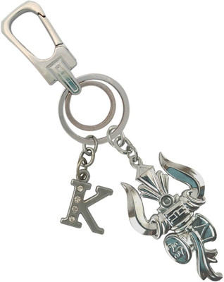 HANDSOME ISK Mahadev Trishul Damaru Premium Finishing With K Letter Locking Lock Key Chain