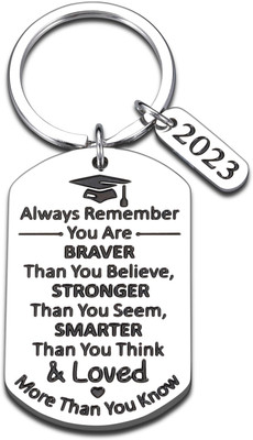 Fashioncreet Graduation Keychain Always Remember You Are Braver Inspirational Stainless Steel Key Chain