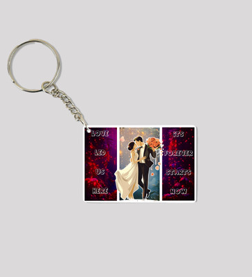 Special Trend Hub Together Forever Starts Now Quote Printed Keychain Pack of 2 Key Chain