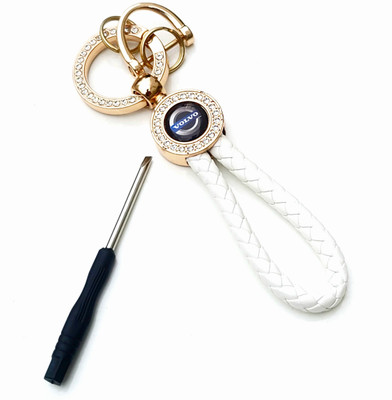 ADOREAL Volvo Keychain And Keyring White Rope Golden Ring Key Chain