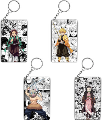 Respite Paradise Demon Slayer Anime Keychains Kit - (Set Of 4 Keychains Style B) Anime Theme Key Chain