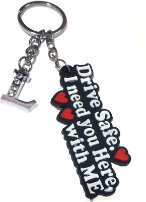 Meeko.com L letter with Drive Safe Rubber key chain 0J Key Chain