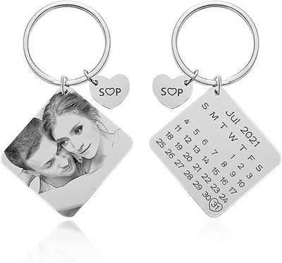 MOHIT CRAFT Customized Name, Photo Engraving Keychain, Date Engraved Calendar Keychain Key Chain