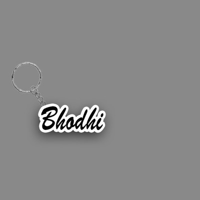 SY Gifts SYG Bhodhi Name Keychain White And Black Key Chain