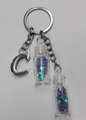 MOREL C LETTER KEYCHAIN WITH COLORIZED SHINING STAR DRIFTING 2 BOTTLE FOR CAR & GIFTS Key Chain