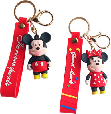 Ignite 2Pcs Mickey Mouse Keychain Soft Silicone Keyring Wristband Strap For Car Bike Key Chain