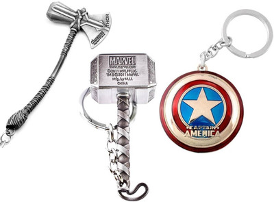 gtrp keychain-Thor Stormbreaker & Hammer With captain america shield keychains Key Chain