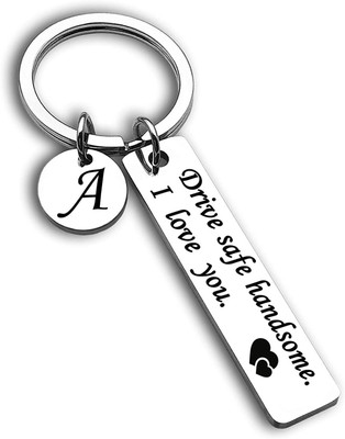 Shiv Jagdamba Drive Safe Keychain 26 Letters Charm Gift for Boyfriend Couple (A)ShivKy10 Key Chain