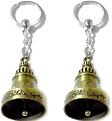 Nihshiv Hub Guardian Bell | Tibetan Metal Keychain | Temple Bell For Car, Bike (Gold) Key Chain