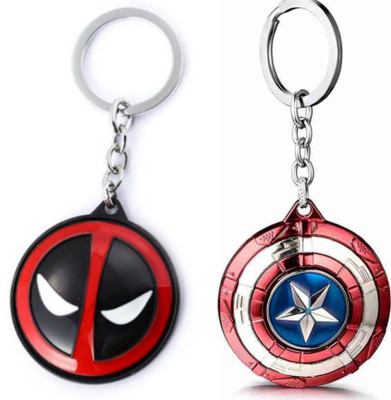 Jainsburys Combo of Captain America Spining & Deadpool Rotating keychain Key Chain