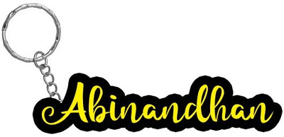 SY Gifts Abinandhan Name Black Yellow Name Keychain Key Chain