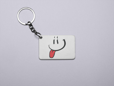 DOGAR ESSENTIALS Tougue Twister Emoji- Printed Acrylic Keychains(Pack Of 2) Key Chain