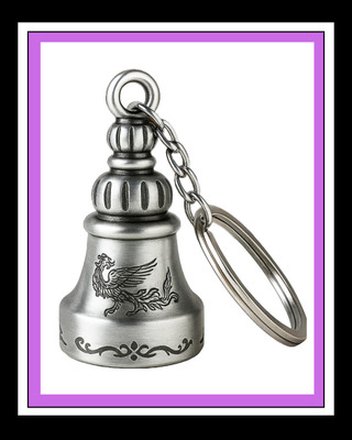 Wonderwhimzy Tibetan Bell Keychain Temple Bell Keychain Metal Guardian bell Key Chain WWhite Key Chain
