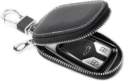 Abhsant Car Key Case Fob Cover Case Key Holder with Holder Metal Hook and Keyring Zipper Key Chain