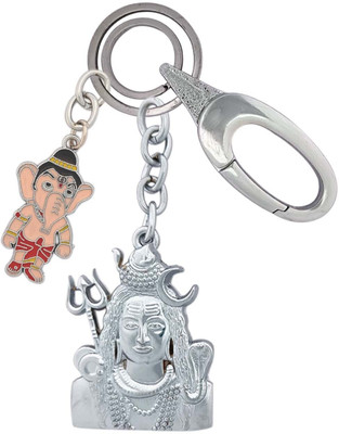 SHOKY LOOKS Double Sided Lord Shiv Ji Hindu Religious With Mini Ganesha Locking Lock Key Chain