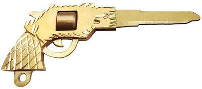 MODAROCK Gun Key Cum Key Chain of Brass Key Blank for Bikes (Right Cut) Key Chain