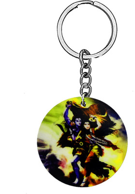 AFH Lord Shiva Parvati Round Multicolor Keychain for Men and Women Key Chain