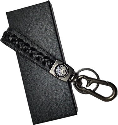 Arik Royal RE Black Stripped with Logo Printed PU Leather ABS Metal Keyring/Keychain Key Chain