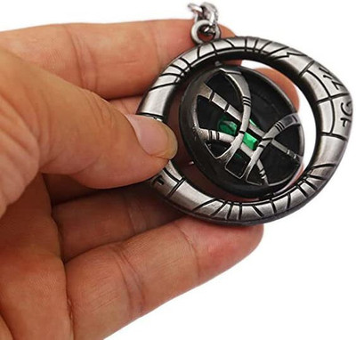 gtrp keychain-Marvel Avengers Doctor Strange Silver Rotating Shield Eye of Agamotto Key Chain