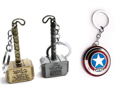 gtrp keychain-Avengers Thor And Captain America Pack of 3 Key Chain