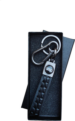 JNV Black Leather Keychain Compatible With Audi A4 | A6 | Q3 | Q5 | Q7 | Q8 Car Key Chain