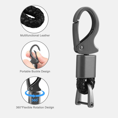 Campark Genuine Leather Car Key Fob Keychain,Home Universal Leather Holder Sturdy Metal Key Chain