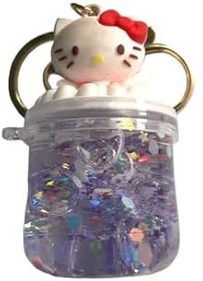 VSS Unicorn Glass Water keyring filled with Glitter. Ideal gift for girls-Kitty-2 Key Chain