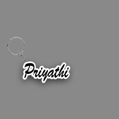 SY Gifts SYG Priyathi Name Keychain White And Black Key Chain