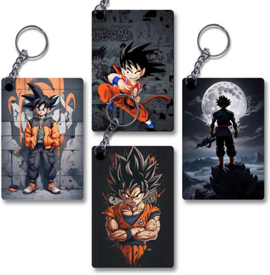 SP CRAFTS Goku Keychain Set of 4 Anime Collectible with Glossy Finish Key Chain