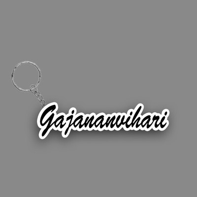 SY Gifts SYG Gajananvihari Name Keychain White And Black Key Chain