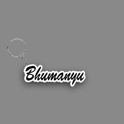 SY Gifts SYG Bhumanyu Name Keychain White And Black Key Chain