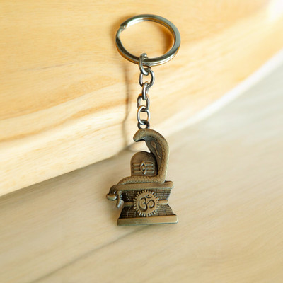 Sullery Lord Shiv Shankar Shivling OM Green Metal Keychain For Men And Women Skey2024198 Key Chain