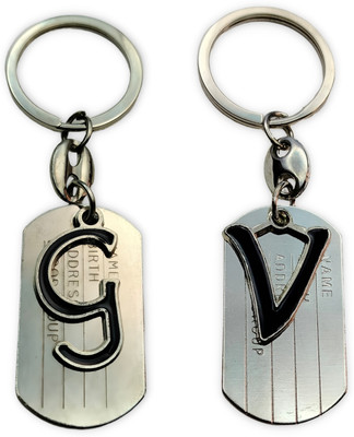 swagtreg G & V Alphabet Keychains for Men & Women – Set of 2 Letter Keyring For Bag, Bike Key Chain