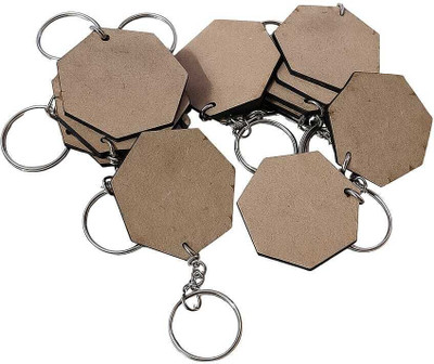 Doyen creation MDF Plain heptagon Shaped Wood Key Chains for Painting art & Craft - Set of 20 Key Chain