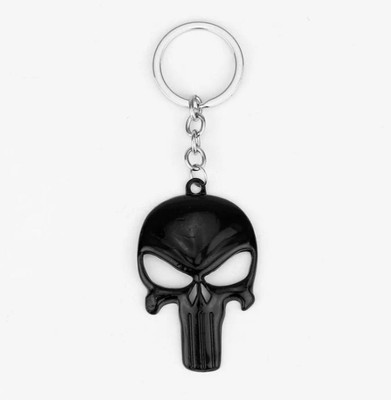 ZUPHAAR Punisher Skull Metal Keychain | Black Finish | Marvel Anti-Hero Inspired Key Chain