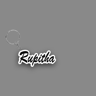 SY Gifts SYG Rupitha Name Keychain White And Black Key Chain