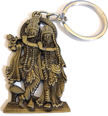 MISMIL Double Sided Bhagwan Radha Krishna gold colour Metal Key Chain